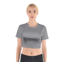 Sports Racing Chess Squares Black White Cotton Crop Top by EDDArt