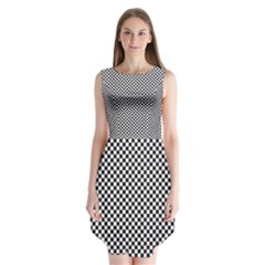 Sports Racing Chess Squares Black White Sleeveless Chiffon Dress   by EDDArt