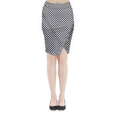 Sports Racing Chess Squares Black White Midi Wrap Pencil Skirt by EDDArt