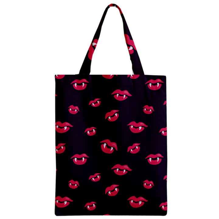 Pattern Of Vampire Mouths And Fangs Zipper Classic Tote Bag