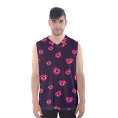 Pattern Of Vampire Mouths And Fangs Men s Basketball Tank Top by CreaturesStore