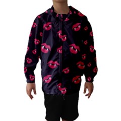 Pattern Of Vampire Mouths And Fangs Hooded Wind Breaker (kids) by CreaturesStore