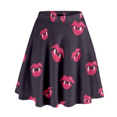 Pattern Of Vampire Mouths And Fangs High Waist Skirt by CreaturesStore