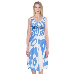 Blue Summer Design Midi Sleeveless Dress