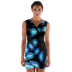 Blue Light Wrap Front Bodycon Dress