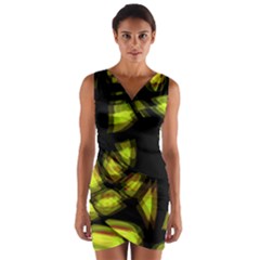 Yellow Light Wrap Front Bodycon Dress