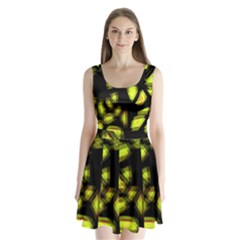 Yellow Light Split Back Mini Dress 