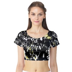 Little Bit Of Yellow Short Sleeve Crop Top (tight Fit) by Valentinaart