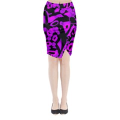 Purple Design Midi Wrap Pencil Skirt