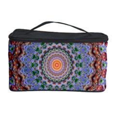 Abstract Painting Mandala Salmon Blue Green Cosmetic Storage Case by EDDArt