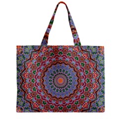 Abstract Painting Mandala Salmon Blue Green Zipper Mini Tote Bag by EDDArt