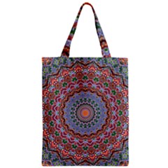 Abstract Painting Mandala Salmon Blue Green Zipper Classic Tote Bag by EDDArt