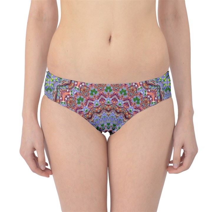 Abstract Painting Mandala Salmon Blue Green Hipster Bikini Bottoms