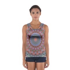 Abstract Painting Mandala Salmon Blue Green Women s Sport Tank Top  by EDDArt