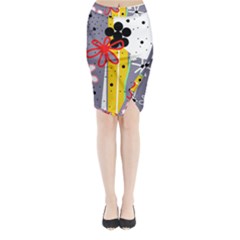 Flowers Midi Wrap Pencil Skirt