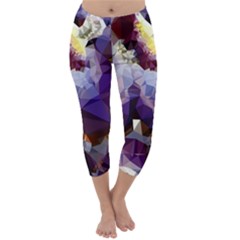 Purple Abstract Geometric Dream Capri Winter Leggings 