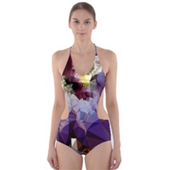 Purple Abstract Geometric Dream Cut-out One Piece Swimsuit