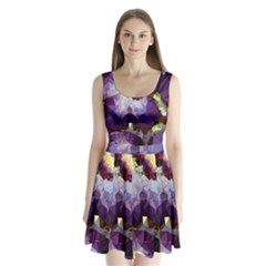 Purple Abstract Geometric Dream Split Back Mini Dress 