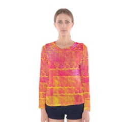 Yello And Magenta Lace Texture Women s Long Sleeve Tee