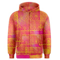 Yello And Magenta Lace Texture Men s Zipper Hoodie