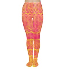 Yello And Magenta Lace Texture Women s Tights