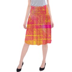 Yello And Magenta Lace Texture Midi Beach Skirt