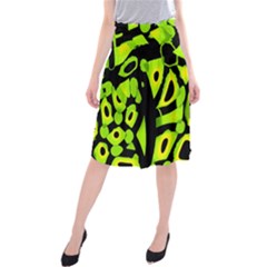 Green Neon Abstraction Midi Beach Skirt by Valentinaart