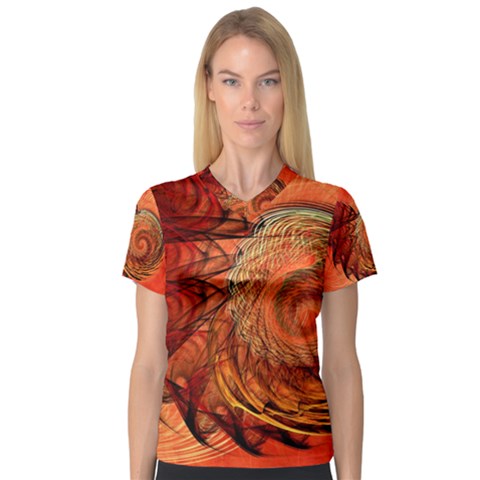 Nautilus Shell Abstract Fractal Women s V-neck Sport Mesh Tee by designworld65