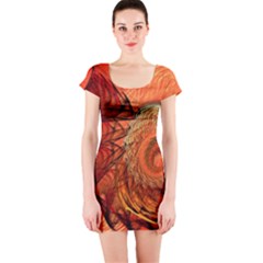 Nautilus Shell Abstract Fractal Short Sleeve Bodycon Dress by designworld65