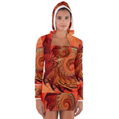 Nautilus Shell Abstract Fractal Women s Long Sleeve Hooded T-shirt by designworld65