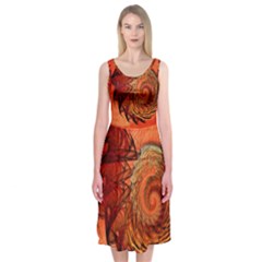 Nautilus Shell Abstract Fractal Midi Sleeveless Dress by designworld65