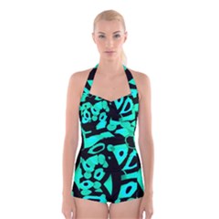 Cyan Design Boyleg Halter Swimsuit 