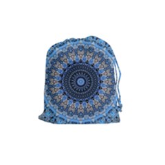 Feel Blue Mandala Drawstring Pouches (medium)  by designworld65