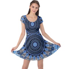 Feel Blue Mandala Cap Sleeve Dresses by designworld65