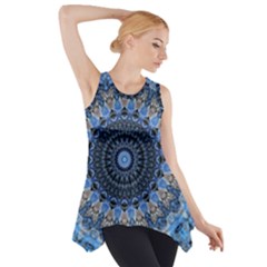 Feel Blue Mandala Side Drop Tank Tunic by designworld65