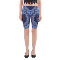 Feel Blue Mandala Yoga Cropped Leggings by designworld65