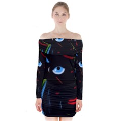 Black Magic Woman Long Sleeve Off Shoulder Dress