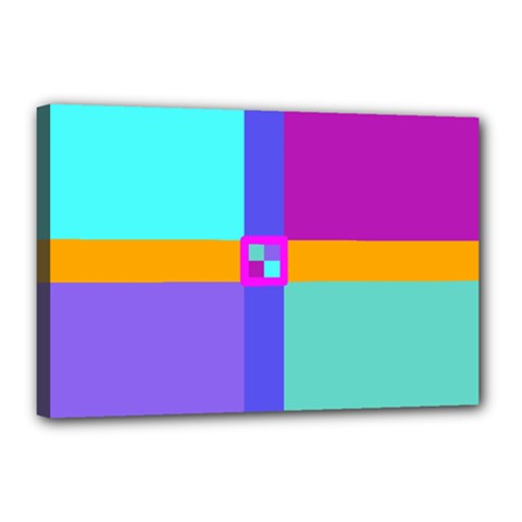 Right Angle Squares Stripes Cross Colored Canvas 18  X 12  by EDDArt