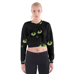 Halloween - Back Cat Women s Cropped Sweatshirt by Valentinaart