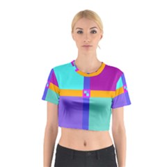 Right Angle Squares Stripes Cross Colored Cotton Crop Top by EDDArt