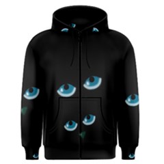 Halloween - Black Cat - Blue Eyes Men s Zipper Hoodie by Valentinaart