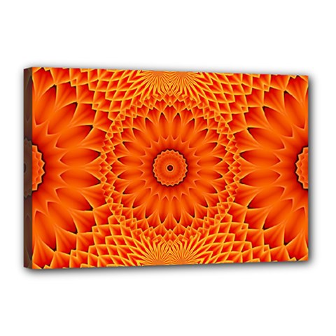 Lotus Fractal Flower Orange Yellow Canvas 18  X 12  by EDDArt