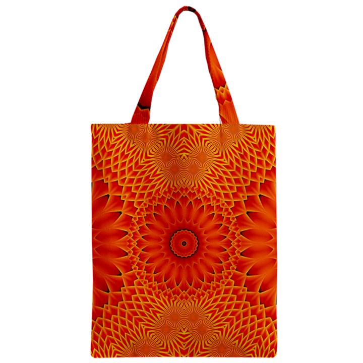 Lotus Fractal Flower Orange Yellow Zipper Classic Tote Bag