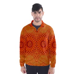 Lotus Fractal Flower Orange Yellow Wind Breaker (men) by EDDArt