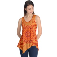 Lotus Fractal Flower Orange Yellow Sleeveless Tunic by EDDArt