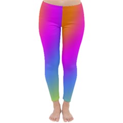 Radial Gradients Red Orange Pink Blue Green Winter Leggings  by EDDArt