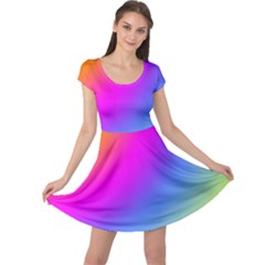 Radial Gradients Red Orange Pink Blue Green Cap Sleeve Dresses by EDDArt