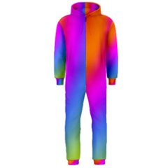 Radial Gradients Red Orange Pink Blue Green Hooded Jumpsuit (men)  by EDDArt