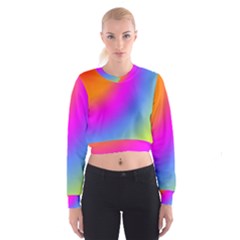 Radial Gradients Red Orange Pink Blue Green Women s Cropped Sweatshirt by EDDArt