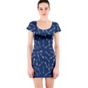 Spoonie Strong Print in Marine Blue Short Sleeve Bodycon Dress View1